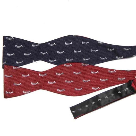 Chaps Repp Stripe Bow Tie Silk Red Blue White Men's OS Adjustable - Picture 2 of 2